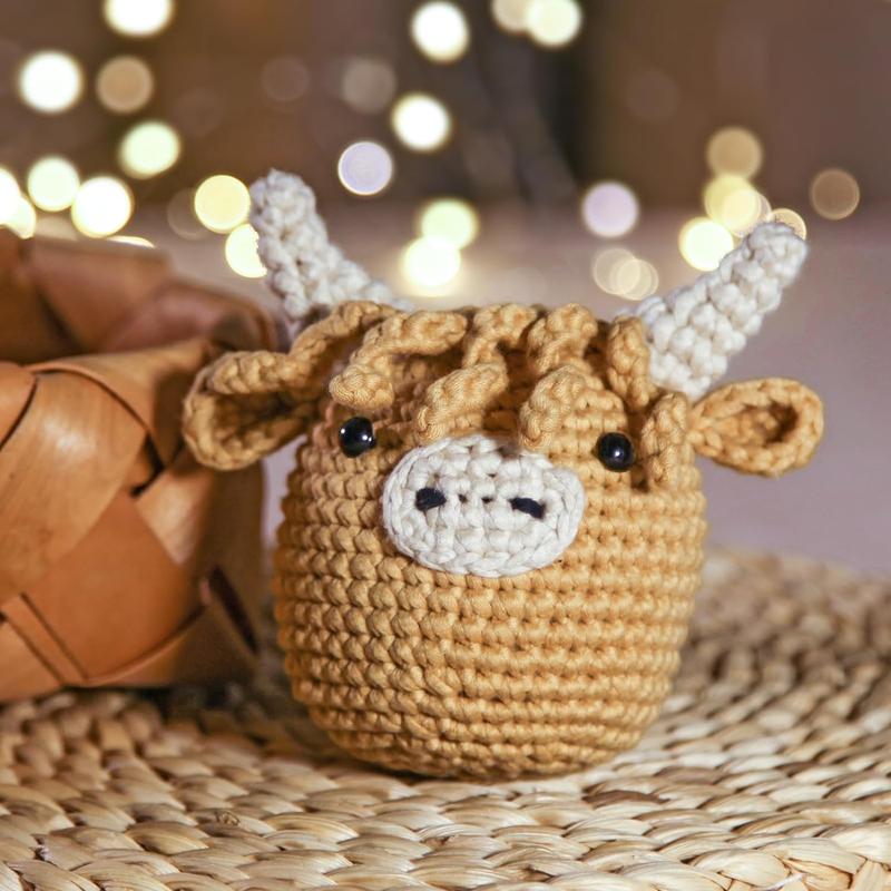 Crochet Kit for Beginners: Highland Cow Crochet Kit, Learn to Crochet, Include Easy Knitting Soft Yarn, Step-By-Step Video Tutorial, Hook, Holiday Birthday Gift for Adults and Kids(30%+ Yarn) CROCHET BOX CROCHET BOX