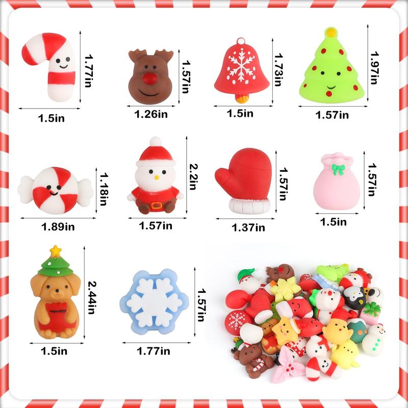 36 count Christmas Mochi Squishy Toys, Xmas Squeeze Toys Stress Reliever Anxiety Packs for Kids Christmas Party Favors Stocking Stuffers Gifts