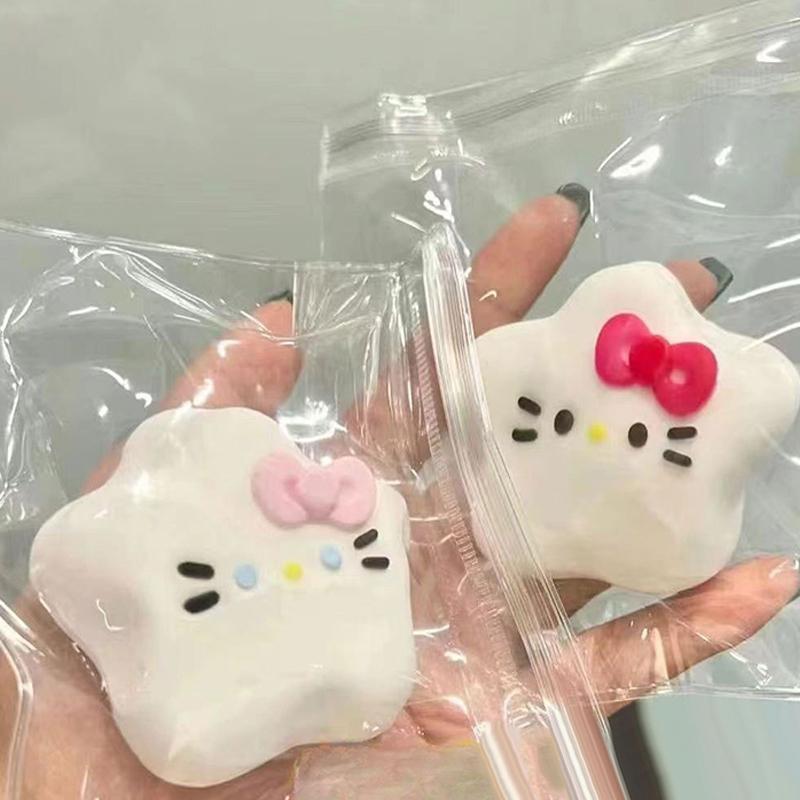 Cute Five-Pointed Hello Kitty Squishy Toy Mochi Pinching Toy Slow Rebound Toys Decompression Toys Stress Release Hand Relax Gift