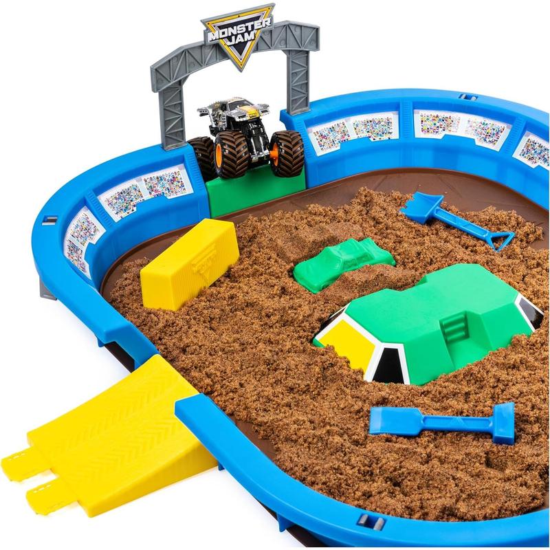 Monster Jam, Monster Dirt Arena 24-inch Playset with 2lbs of Monster Dirt and Exclusive 1:64 Scale Die-Cast Monster Jam Truck