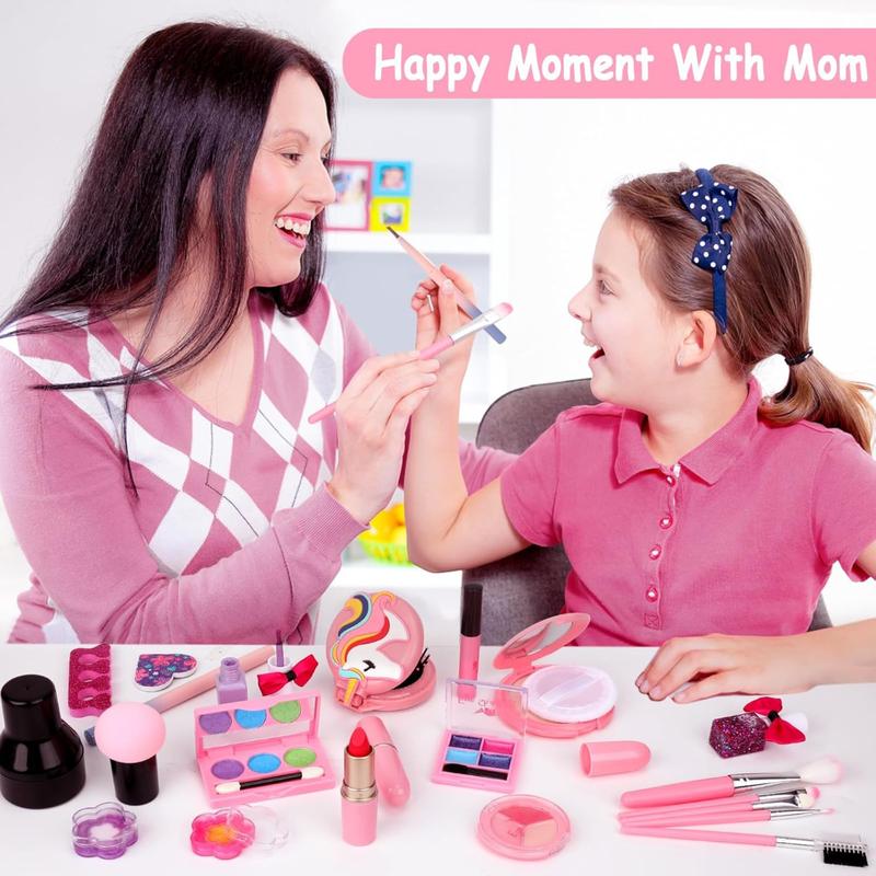 Kids Makeup Kit for Girl,Real Makeup for Kids, Girl Toys Princess Children Play Makeup Kit with Cosmetic Case Christmas Birthday Gifts for Girls  .