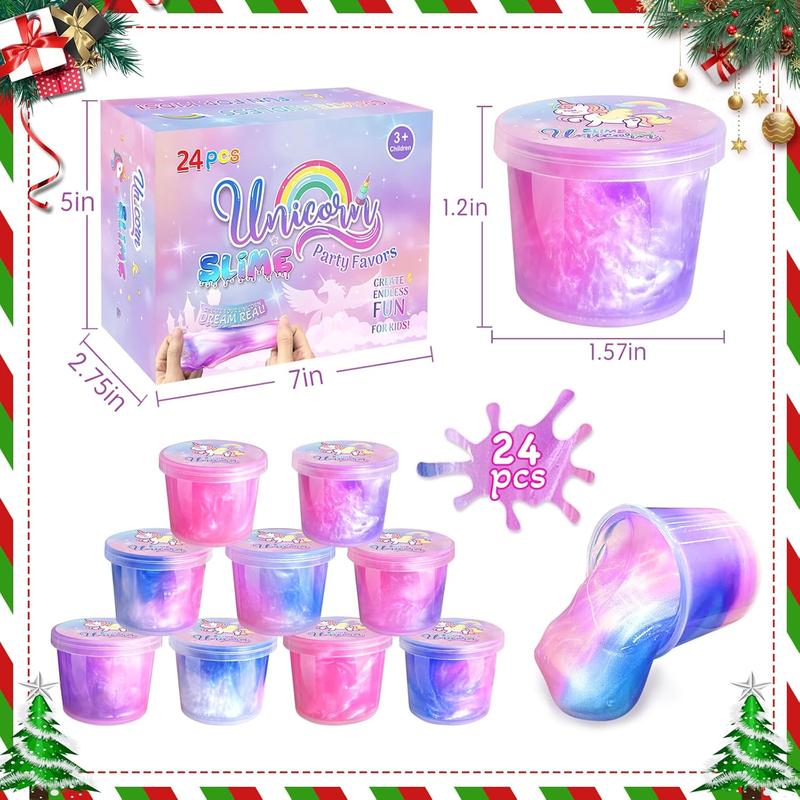 36 Pack Unicorn Slime Kit Party Favors for Kids Slime Cup Bulk Stretchy & Non-Sticky DIY Stress Relief Putty Toy Christmas Holiday Birthday Goodie Bag Stuffer Classroom Reward for Girls Boys