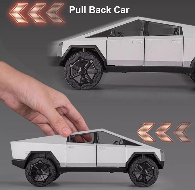 Ultimate Elon Musk 1:32 Tesla Cybertruck Alloy Toy Car - Features Engaging Music and Lights with an Exciting Pull-Back Mechanism!