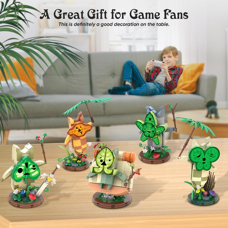 66004,888 Pieces,Koroks 5 Characters Building Block Set for BOTW, Cute Game Merch Action Figures,Collecting and Gifting Model for fans,Home Decoration,For aged 12 and above,Stress relief toy game fan