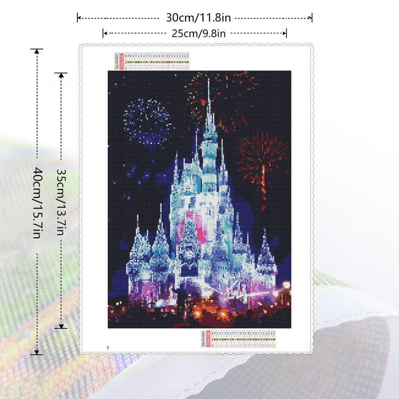 5D Diamond Arts Colorful Painting Kit, Castle Pattern DIY Diamond Arts Colorful Painting without Frame, Handmade Art Crafts for Home Decor