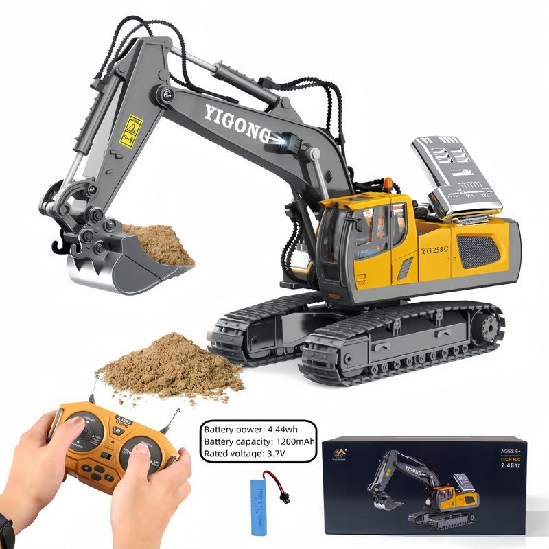 Remote Control Excavator Toy, Including 1 Remote Control Excavator Toy Car & 1 Manual & 1 Batteries & 1 Charging Cable & 1 Remote Control & 1 Screwdriver