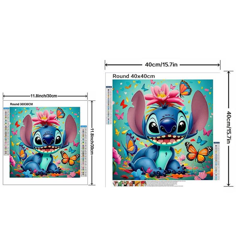 Disney Stitch & Flower & Butterfly Pattern DIY Diamond Arts Colorful Painting Kit without Frame, DIY 5D Diamond Colorful Painting Kit, Wall Art Decor for Home