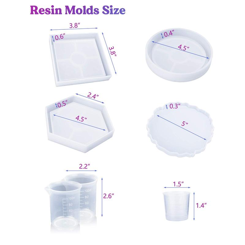 16oz Epoxy Resin Coaster Molds Kit for Beginners,Include Epoxy Resin,Coaster Molds, and Mica Powder for Resin Casting, Ideal Christmas Gift Set - LET'S RESIN