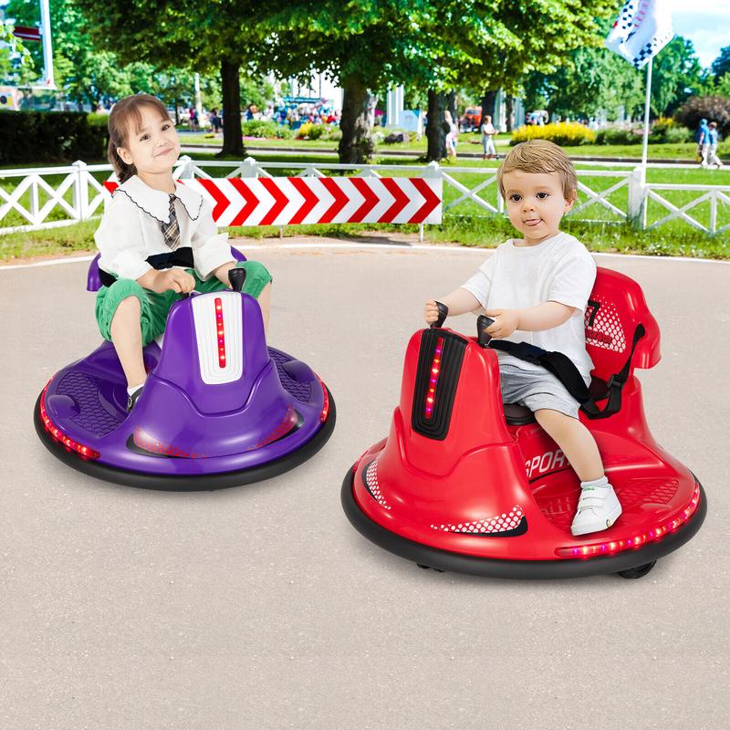 Exdeerjoy Kids Bumper Car, 12V Electric Bumping Car with Remote Control, 360° Spin, Safety Belt, LED Lights & Sounds, Baby Ride-on Bumping Toy Gift for Children 37-95 Months Old,Red