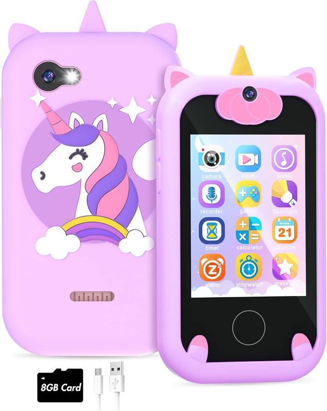 Christmas Gifts for Girls Age 6-8 Smart Phone Easter Christmas Stocking Stuffers for Kids Toy for Teenage 3 4 5 7 9 6 8 Year Old Birthday Gift Ideas with 8G SD Card (Purple)