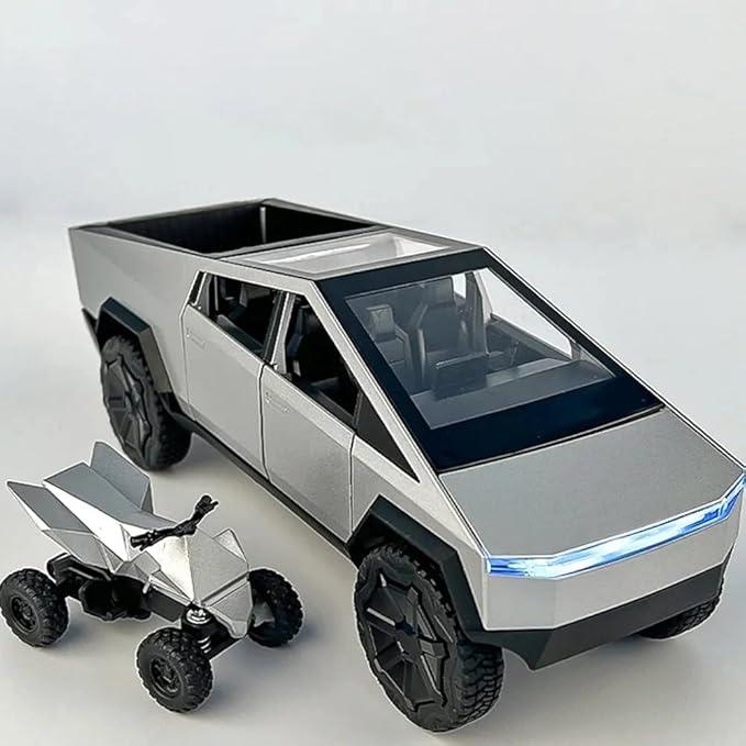 Ultimate Elon Musk 1:32 Tesla Cybertruck Alloy Toy Car - Features Engaging Music and Lights with an Exciting Pull-Back Mechanism!