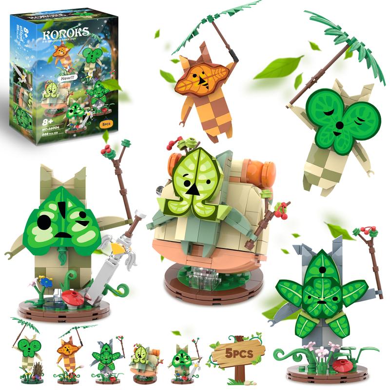 66004,888 Pieces,Koroks 5 Characters Building Block Set for BOTW, Cute Game Merch Action Figures,Collecting and Gifting Model for fans,Home Decoration,For aged 12 and above,Stress relief toy game fan