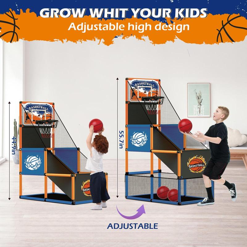 Talgic Arcade Basketball Game Set with 4 Balls and Hoop for Kids 3-12 Years Old, Basketball Hoop Indoor Outdoor, Carnival Games for Kids, Air Pump and Balls Storage Bag Included, Back to School Gifts