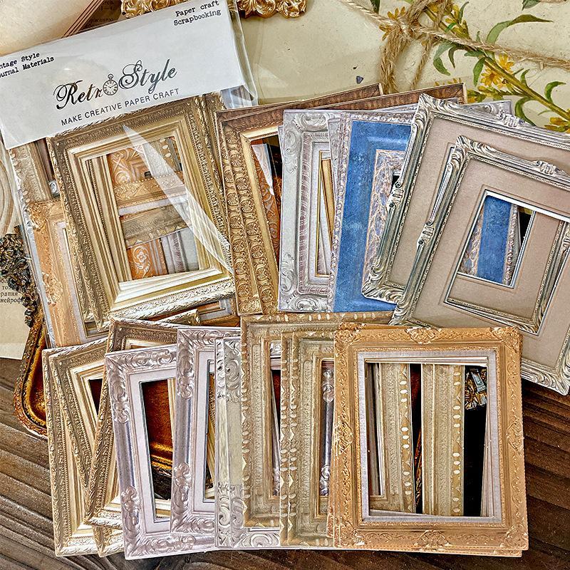 Vintage Hollow Frame Photo Frame Sticker, 30pcs set Scrapbooking & Stamping Sticker, DIY Decorative Sticker for Scrapbooking & Journal Making