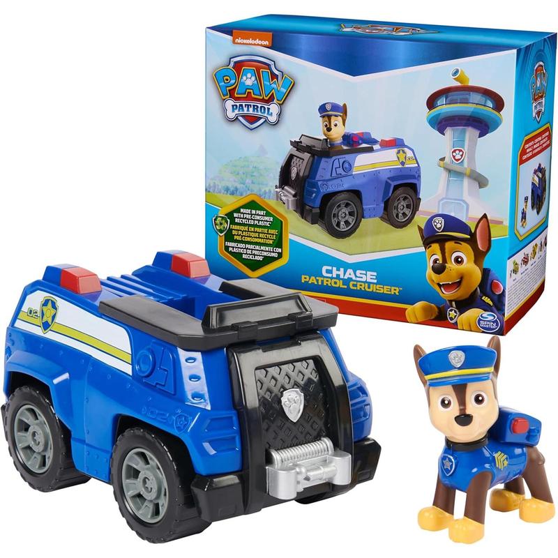 Paw Patrol, Chase’s Patrol Cruiser, Toy Car with Collectible Action Figure, Sustainably Minded Kids Toys for Boys & Girls Ages 3 and Up