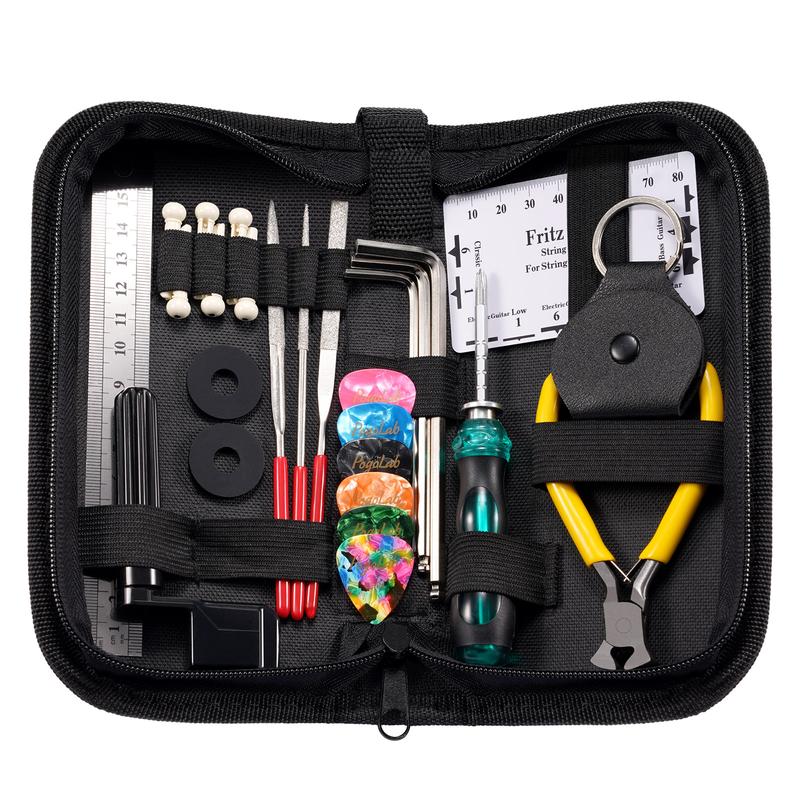 POGOLAB 31Pcs Guitar Tool Kit, Guitar Repair Kit A Gift for Guitar Enthusiast Beginners Proscenium, Guitar String Winder Tool, Guitar Maintenance Kit, Ukulele Bass Banjo Acoustic Guitar Tools