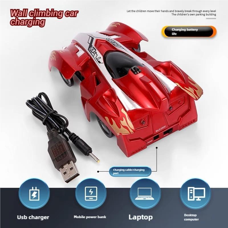 Wall Climbing Car，Electric Remote Toy Racing, with LED Light High-Speed Hobby Toy Vehicle, RC Car Gifts for Age 3 4 5 6 7 8 9 Year Old Boys Girls(Red）