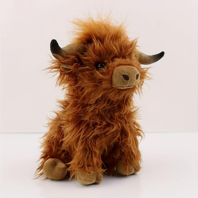 27cm 10.63in Highland Cow Plush Toy Soft Stuffed Doll Cute Highland Cattle Cow Plush Pillow for Friends Fans Christmas Gift Holiday Gifts