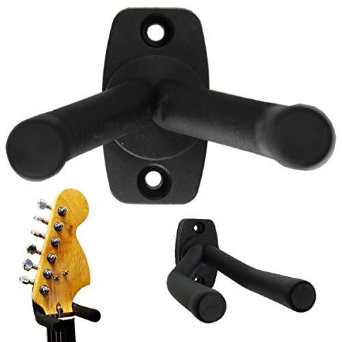 BlueDot Trading Padded Universal Guitar Holder Wall Mount & String Instrument Hanger Hook Rack Suitable for Home, School, or Store Display, Quantity 1, Black