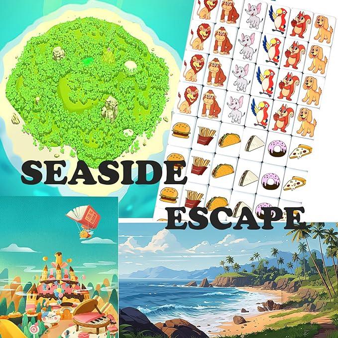 Seaside Escape Game Blocks with Pet and Food Pattern Board Game Accessories Family Game