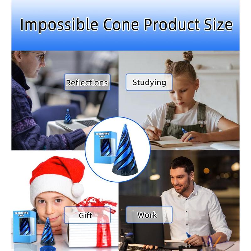 Impossible Cone Spiral Cone Fidget Toy 3D Printed Spiral Fidget Cone, Spiral Fidget Toys for Stress and Anxiety Relaxing ,Office Decoration Toy,Mini Pyramid Collectible Toys