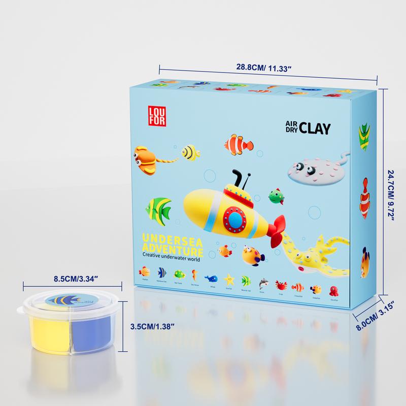 Anywise Air DIY Clay - Ocean Adventure, Soft & Ultra Light, Safe & Non-Toxic, 12 box, Perfect Gift for Kids