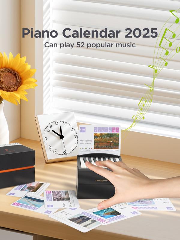 Piano Calendar 2025,Desk Calendar,Rechargeable Mini Piano With 52 Music Scores in 27 Cards,Christmas Gift,Creative Birthday Gifts