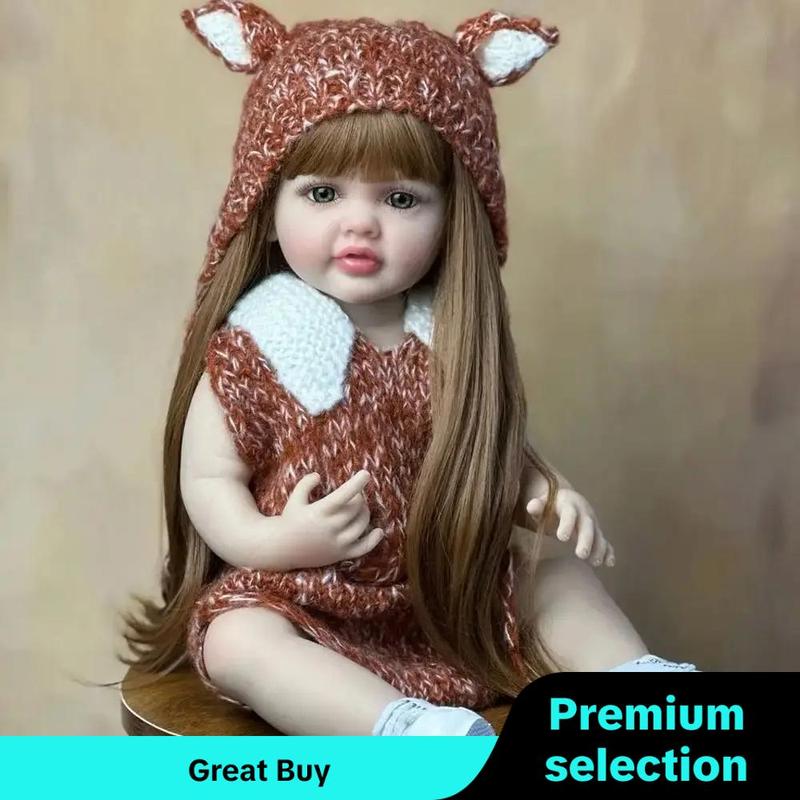 22 Inch Lifelike Reborn Girl Baby Dolls, Realistic Silicone Full Body Newborn Baby Doll, Look Real Girl Doll with Accessories, Weighted Soft Toy Gift for Girls, Christmas Gift