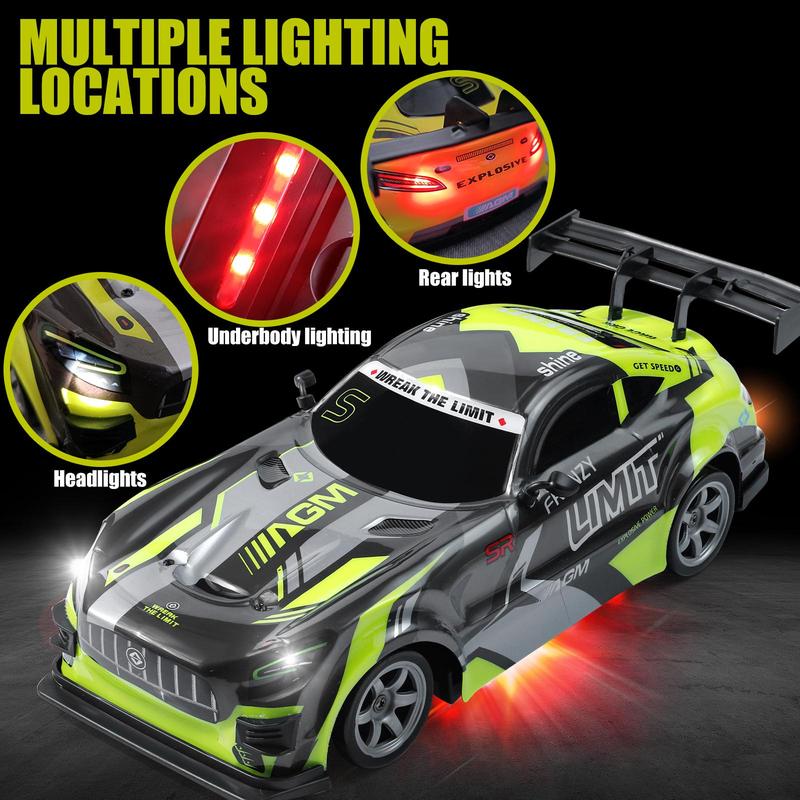 1:16 Alloy Drift RC Car - 4WD Remote Control Car with Cool LED Lights and High-Performance Drift Tires