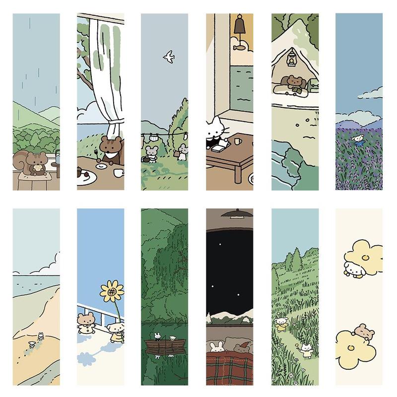 Cartoon Landscape Pattern Sticker, 30pcs set Creative Decorative Sticker, DIY Decals for Water Bottle, Laptop, Phone Case, Scrapbooking, Journal Making