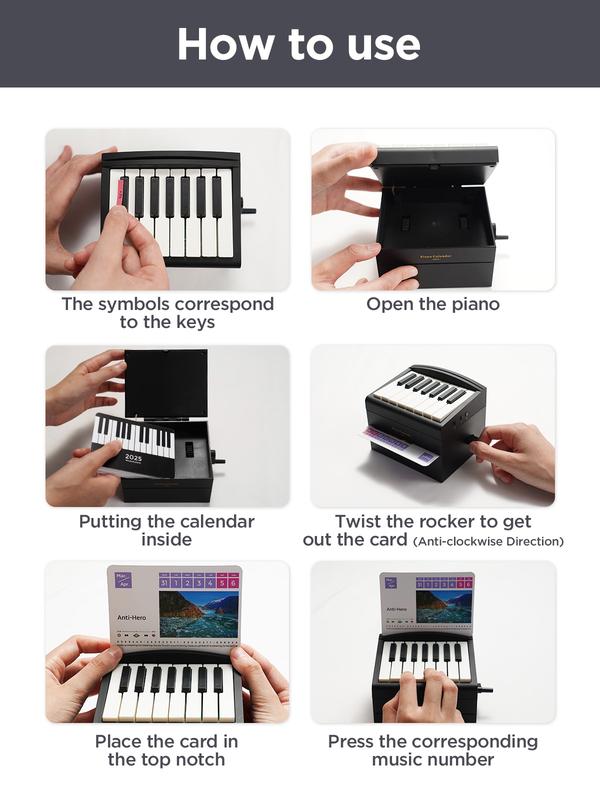 Piano Calendar 2025,Desk Calendar,Rechargeable Mini Piano With 52 Music Scores in 27 Cards,Christmas Gift,Creative Birthday Gifts