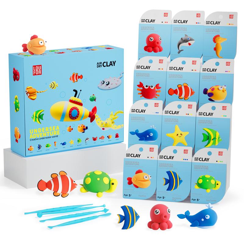 Anywise Air DIY Clay - Ocean Adventure, Soft & Ultra Light, Safe & Non-Toxic, 12 box, Perfect Gift for Kids