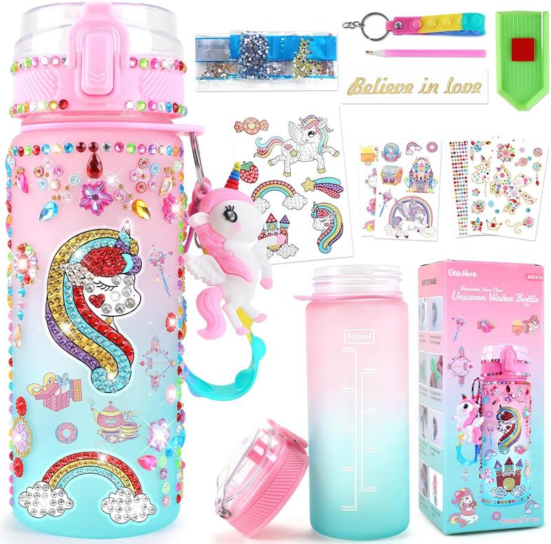 Christmas gift Girls Home Decorate Your Own Water Bottle for Girls Age 4-6-8-10, Unicorn Toys for Girls Painting Crafts, Fun Arts and Crafts Kits 6-12 Year Old Toddler Girls Birthday Christmas Gifts Toys