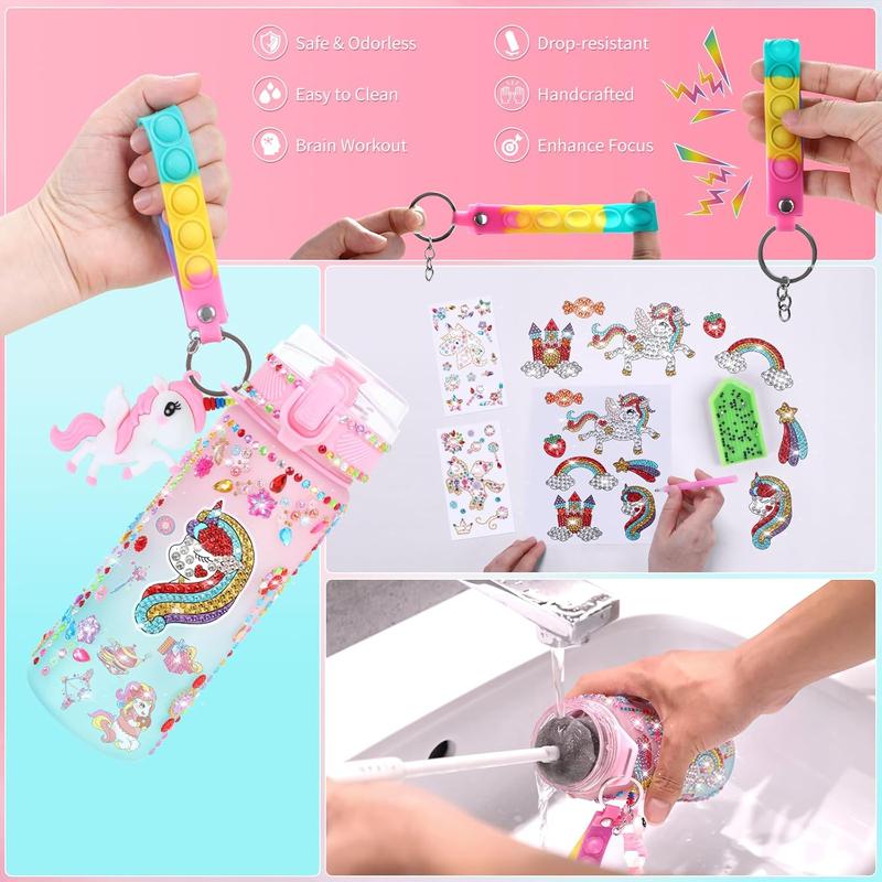 Christmas gift Girls Home Decorate Your Own Water Bottle for Girls Age 4-6-8-10, Unicorn Toys for Girls Painting Crafts, Fun Arts and Crafts Kits 6-12 Year Old Toddler Girls Birthday Christmas Gifts Toys