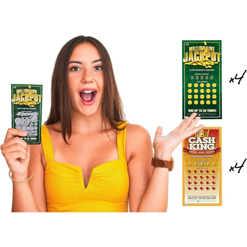 8PC (4 of each) Prank Lottery Tickets and Scratch Cards Look Real - $1 Million Winning Ticket Gag Set Laughing Smith