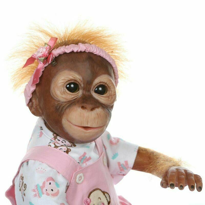 Monkey Reborn Doll, 20inch Realistic Orangutan Newborn Detailed Paint Monkey Doll, Real Looking Hair & Natural Poseable Lifelike Ape Doll For Kids, Stocking Fillers Gift, Baby Dolls Christmas Gift