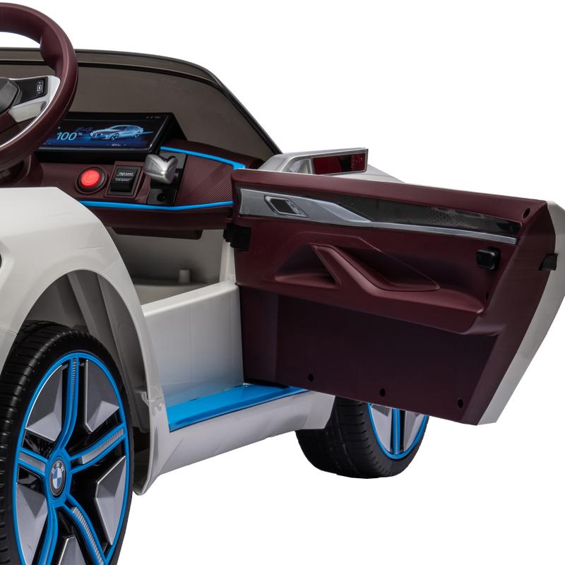 Licensed BMW I4 12V Kids Ride-On Car with Remote Control, Three Speeds, USB, MP3, Bluetooth, and LED Lights!