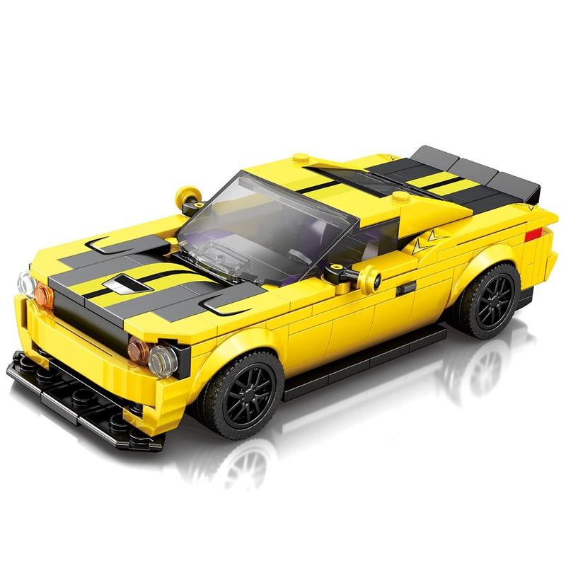 Yellow Sports Car Building Blocks, 1 Box Racing Car Model Building Blocks, Creative Desktop Decorations, Birthday Gifts for 14+ Age