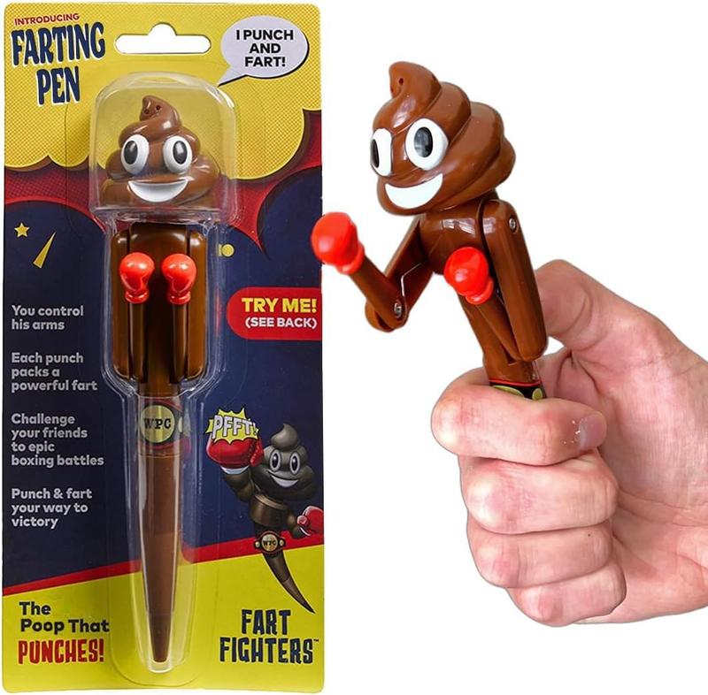 Poop Farting Pen with Punching Arms - Great Stocking Stuffers for Kids - Silly Gifts & Awesome Funny Gifts for Teens - Fun Boxer Gifts for Boys & Girls - Poop Pen That Farts