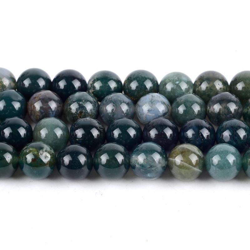 Natural Moss Agate Stone Round Loose Beads (1 Set), Jewelry Making Diy Bracelets, DIY Jewelry Making Supplies