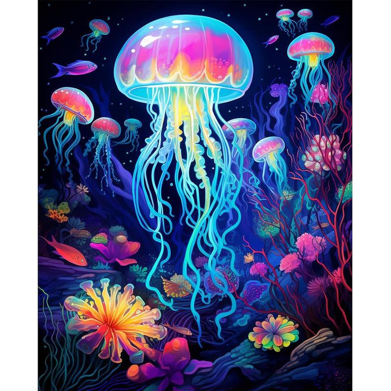 Diamond Painting Kits for Adults Glowing Jellyfish DIY 5D Diamond Art Kits for Kids Beginners Full Drill Diamond Dots Crystal Craft Kits for Home Wall Art Bedroom Decor Gifts 11.8x15.7 inch