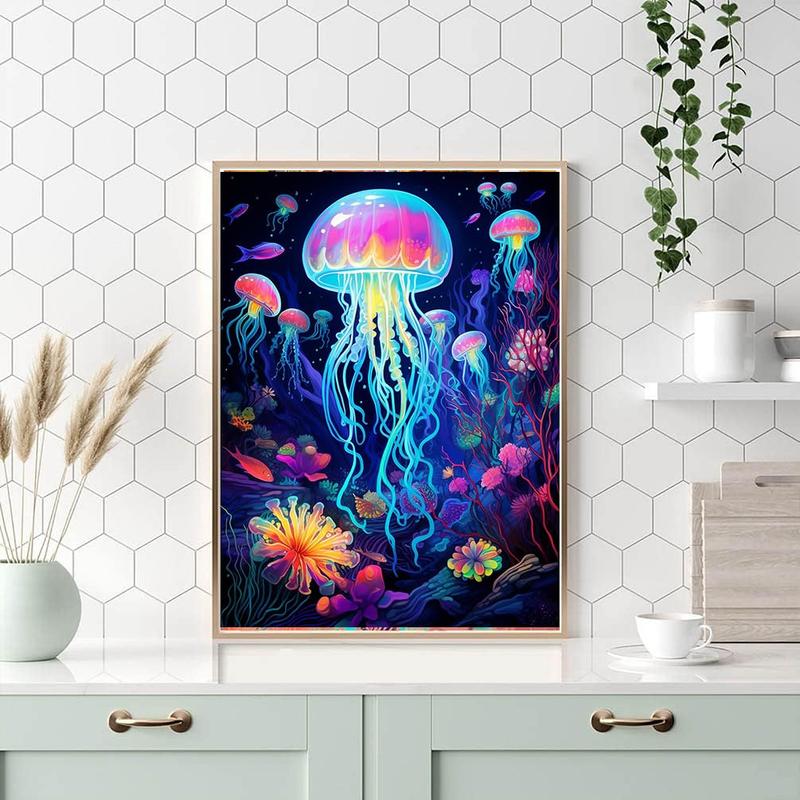 Diamond Painting Kits for Adults Glowing Jellyfish DIY 5D Diamond Art Kits for Kids Beginners Full Drill Diamond Dots Crystal Craft Kits for Home Wall Art Bedroom Decor Gifts 11.8x15.7 inch