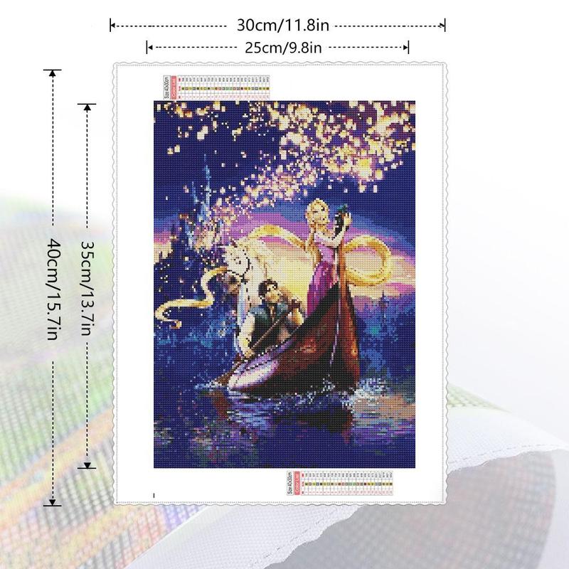 Disney 5D DIY Diamond Arts Colorful Painting Kit, Princess Pattern Diamond Arts Colorful Painting without Frame, Handmade Mosaic Night Landscape Home Wall Decor