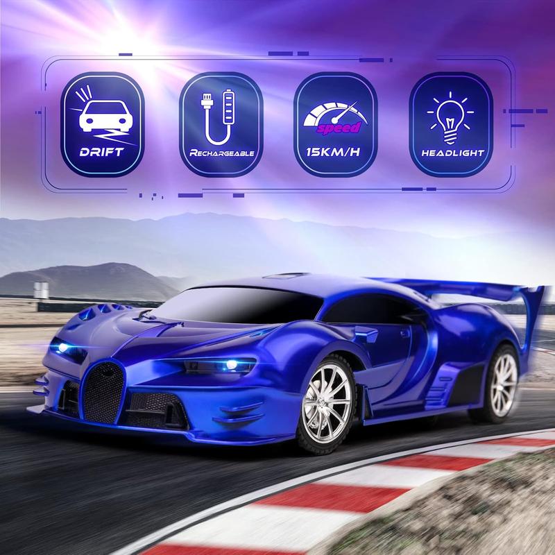 Remote Control Car 1 18 Rechargeable High Speed RC Cars Toys for Boys Girls Vehicle Racing Hobby with Headlight Xmas Birthday Gifts for Kids (Blue)