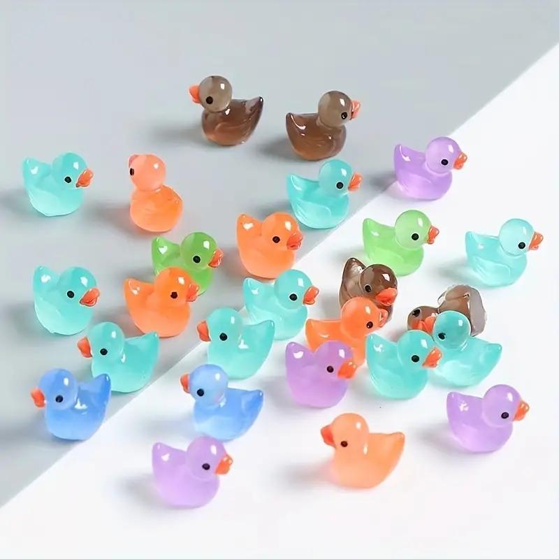 Mini Luminous Ducks, 1 Set DIY Creative Resin Toy Accessories, DIY Decoration for Phone Case, Landscape Potted Plant Decoration, Christmas DIY Home Projects, DIY Kits for Teens, Thanksgiving Christmas Gift Set