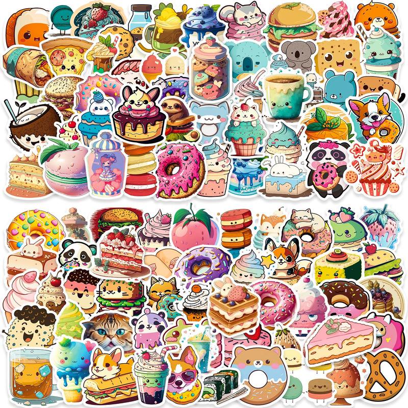 100pcs Cartoon Food Pattern Sticker, Cute Multi-purpose Sticker For DIY Craft, Decoration, Hand Account, Trending Home Decor 2024