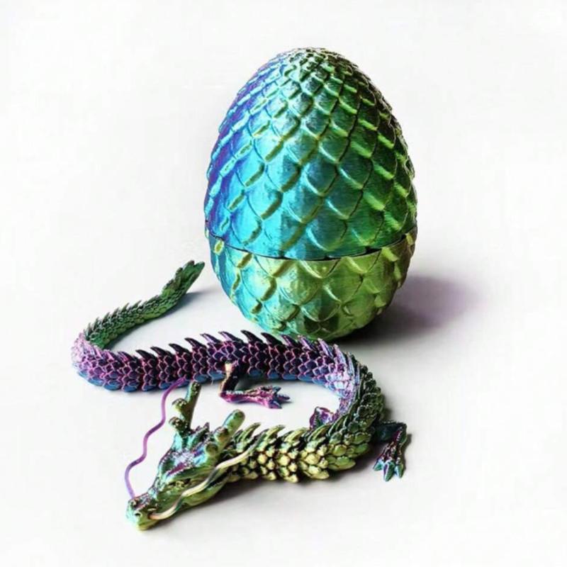 Printed Dragon Surprise Egg, Executive Dragon Fidget Desk Toy Decoration Ornaments, Easter Gift Home Decor Christmas Fidget Toy Adult Gift(The Dragon Inside Does Not Have A Beard)Plastic Animals,Figure,Dragon Printed,Christmas,Dragon