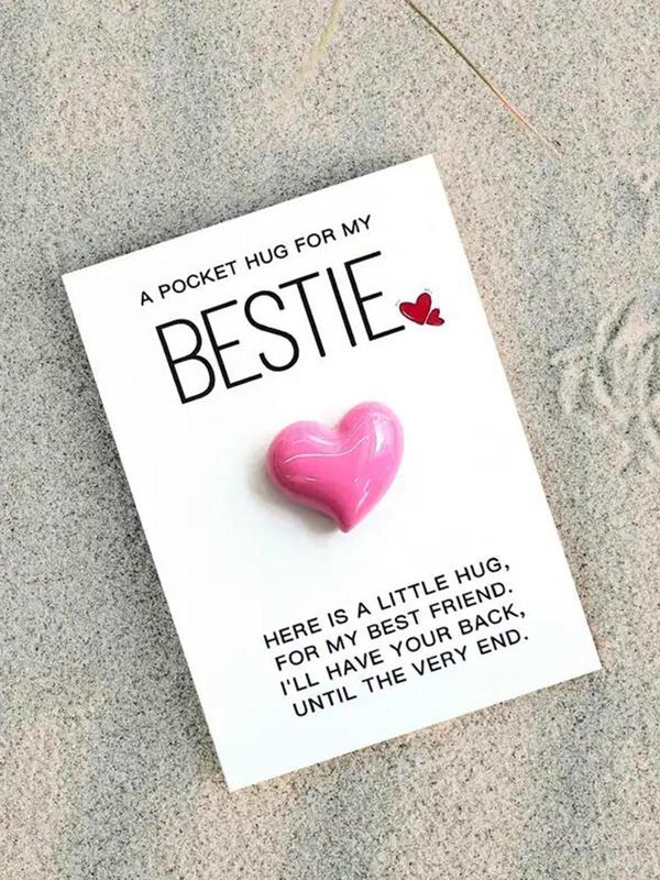 Heart Shaped Pocket Hug for My Bestie, Best Friend Gift Card, Jewelry Making Accessories for Women & Girls, Fashion Diy Accessories for Bracelet Necklace Making for Daily Wear