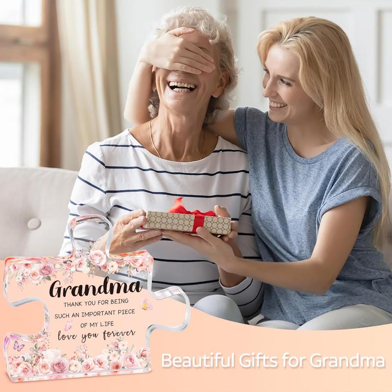 Grandma Gifts from Grandkids, Present for Grandma, Unique Grandma Christmas Birthday Gifts Acrylic Block Puzzle Piece Gift