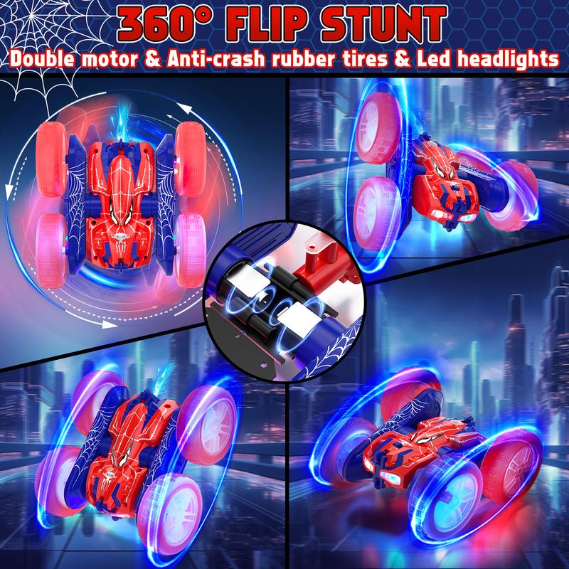 Spider RC Stunt Car, Double Sided 360° Rolling Rotating Rotation， 2.4GHz Electric Race Stunt Car, LED Headlights RC 4WD High Speed Off Road，Rc Drift Truck, Girls Boys Gifts, 360° Rotating RC Stunt Car